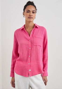 Rails Ellis Shirt XL Hibiscus Pink Organic Cotton Gauze Button Down
